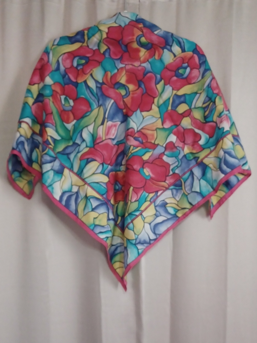 Vintage Express Compagnie Internationale Silk Floral Square Scarf 34×34 Korea